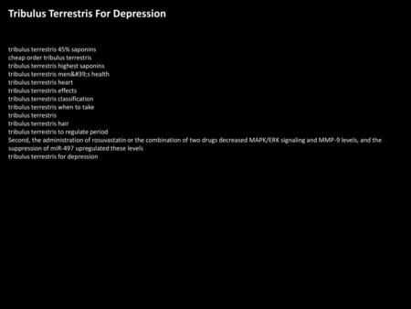Tribulus Terrestris For Depression