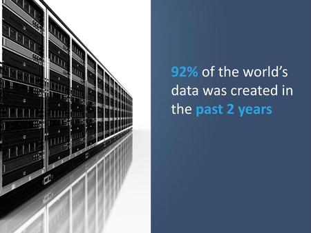 92% of the world’s  data was created in  the past 2 years