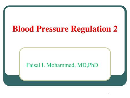 Blood Pressure Regulation 2