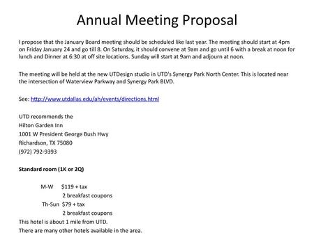 Annual Meeting Proposal