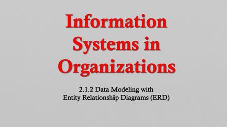 Information Systems in Organizations 2. 1