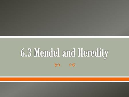 6.3 Mendel and Heredity.