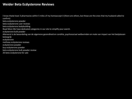 Weider Beta Ecdysterone Reviews