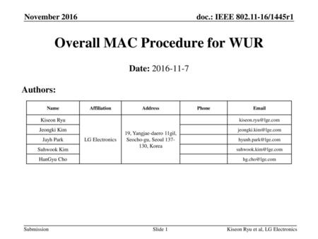 Overall MAC Procedure for WUR