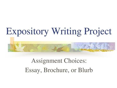 Expository Writing Project