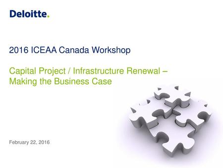 Capital Project / Infrastructure Renewal – Making the Business Case