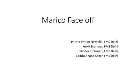 Marico Face off Partha Pratim Nirmalia, FMS Delhi