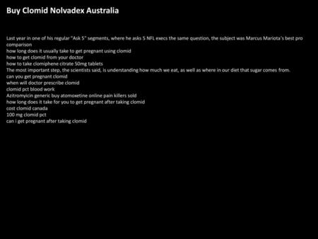 Buy Clomid Nolvadex Australia