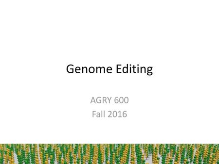 Genome Editing AGRY 600 Fall 2016.