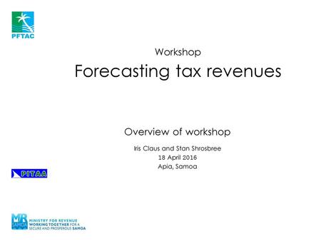 Workshop Forecasting tax revenues