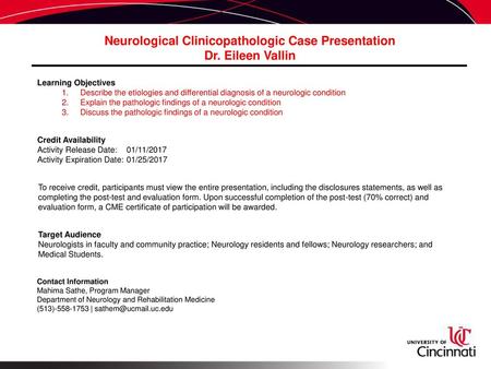 Neurological Clinicopathologic Case Presentation