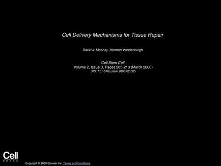 Cell Delivery Mechanisms for Tissue Repair