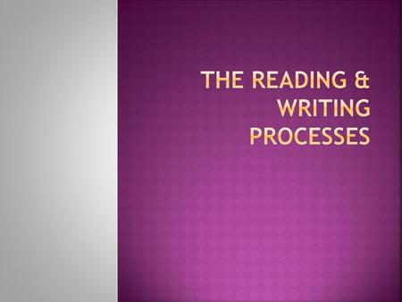 The Reading & Writing Processes