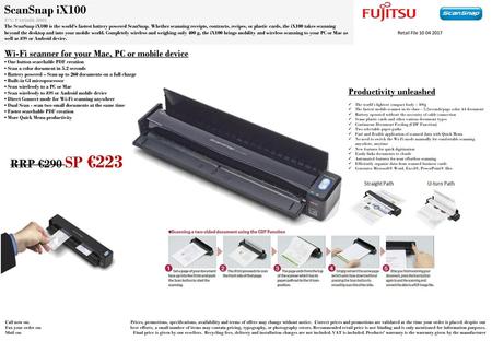 ScanSnap iX100 P/N: PA03688-B001 The ScanSnap iX100 is the world's fastest battery powered ScanSnap. Whether scanning receipts, contracts, recipes, or.