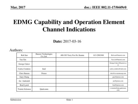 EDMG Capability and Operation Element Channel Indications