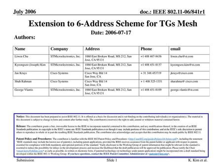 Extension to 6-Address Scheme for TGs Mesh