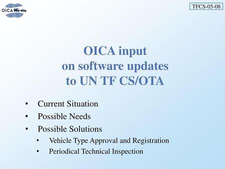 OICA input on software updates to UN TF CS/OTA