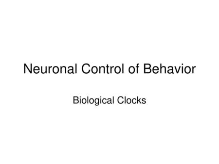 Neuronal Control of Behavior