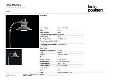 Louis Poulsen Nyhavn Park Post Description - Luminaire type