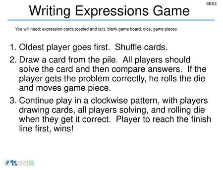 Writing Expressions Game