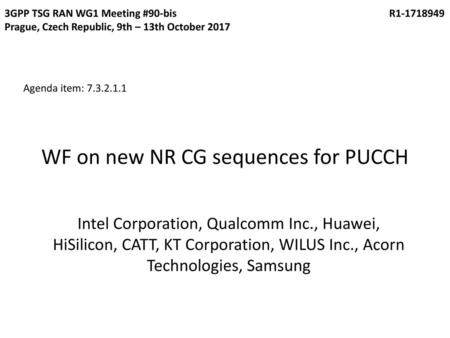 WF on new NR CG sequences for PUCCH