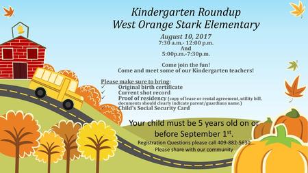 Kindergarten Roundup West Orange Stark Elementary