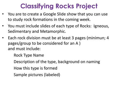 Classifying Rocks Project