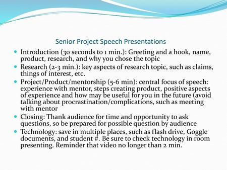 Senior Project Speech Presentations