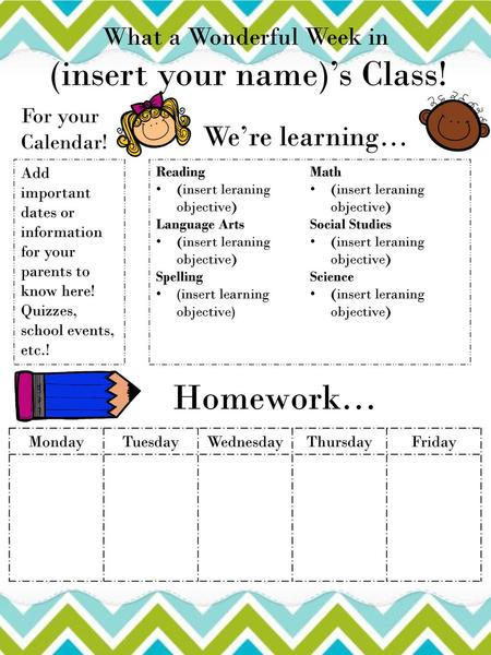 Homework… We’re learning… What a Wonderful Week in