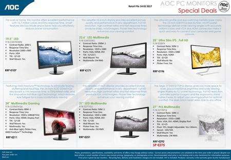 AOC PC MONITORS Special Deals SP € ’’ LED 23.6’’ LED Multimedia