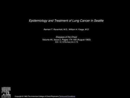 Epidemiology and Treatment of Lung Cancer in Seattle