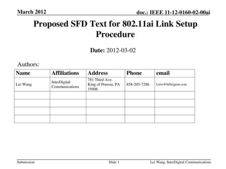 Proposed SFD Text for ai Link Setup Procedure
