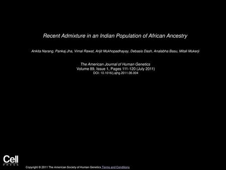 Recent Admixture in an Indian Population of African Ancestry
