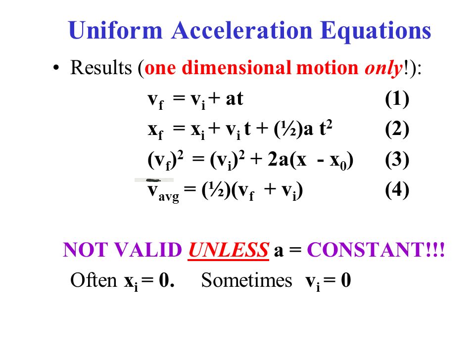 Uniform Acceleration Equation 109