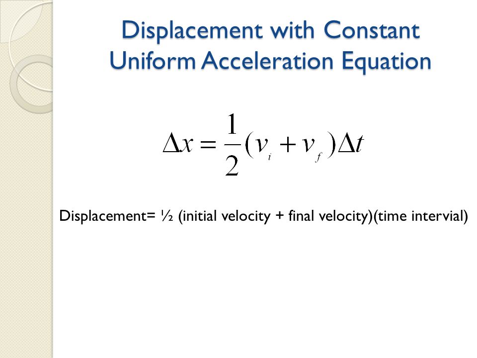 Uniform Acceleration Equation 77