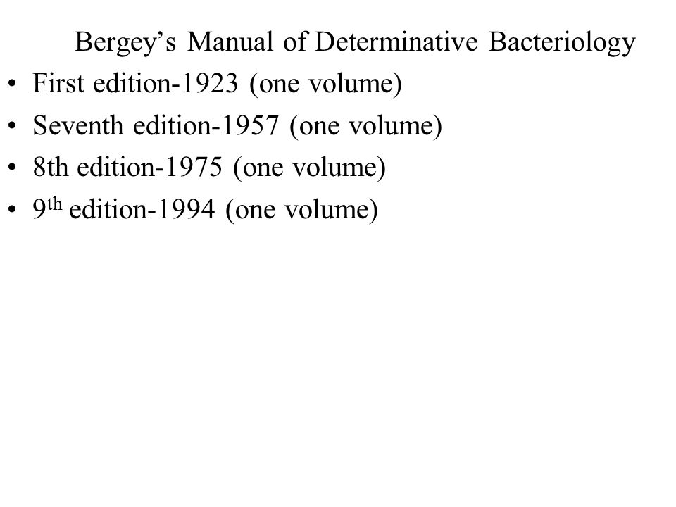 Bergey's Manual of Determinative Bacteriology 9th Edition
