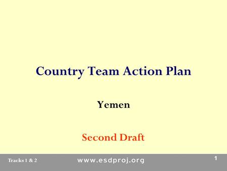 Tracks 1 & 2 1 Country Team Action Plan Yemen Second Draft.