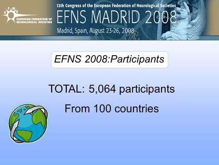 TOTAL: 5,064 participants From 100 countries EFNS 2008:Participants.