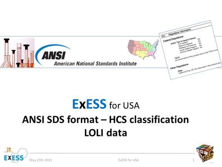 ExESS for USA ANSI SDS format – HCS classification LOLI data May 23th 2011ExESS for USA1.