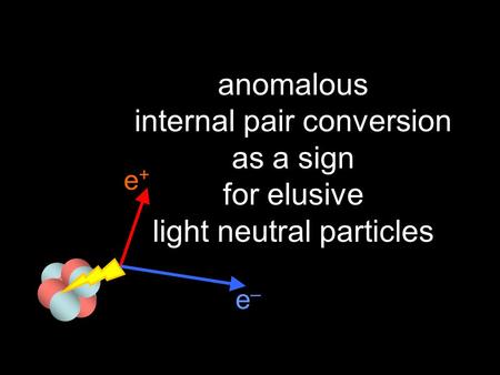 3-12-2004 NIKHEFFokke de Boer1 anomalous internal pair conversion as a sign for elusive light neutral particles e+e+ e–e–