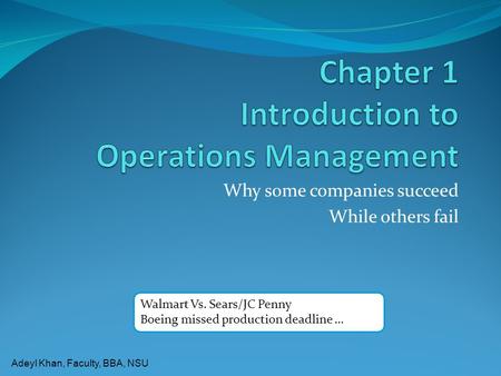 Chapter 1 Introduction to Operations Management
