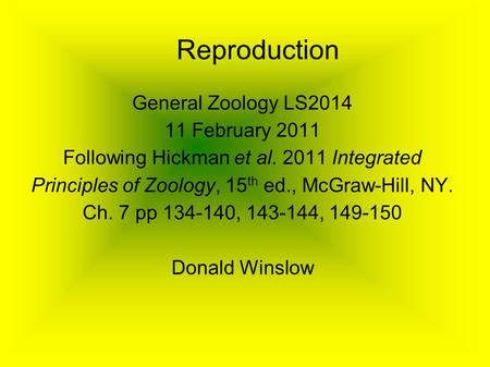 Reproduction General Zoology LS February 2011