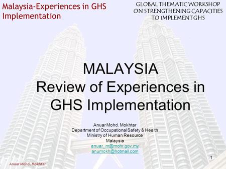 MALAYSIA Review of Experiences in GHS Implementation
