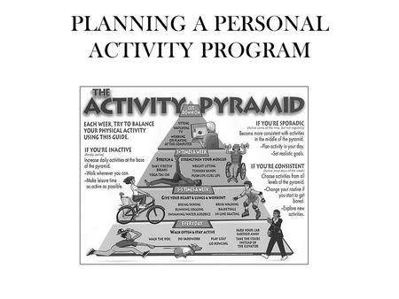 PLANNING A PERSONAL ACTIVITY PROGRAM