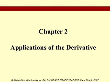 Chapter 2 Applications of the Derivative
