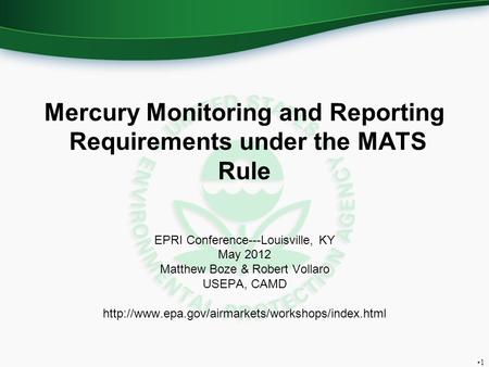 Mercury Monitoring and Reporting Requirements under the MATS Rule