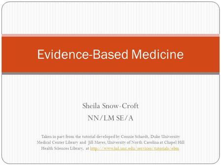 Evidence-Based Medicine