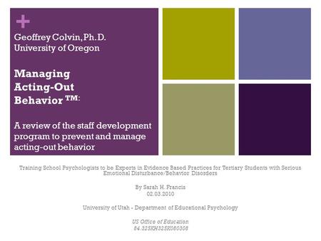 University of Utah - Department of Educational Psychology