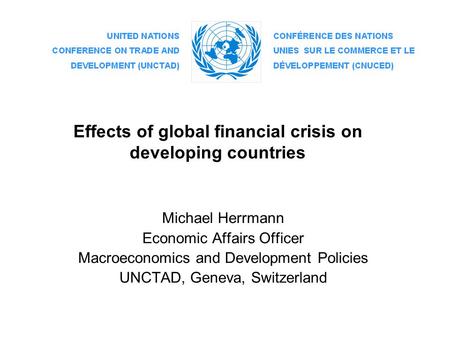 Effects of global financial crisis on developing countries