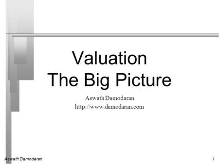 Aswath Damodaran1 Valuation The Big Picture Aswath Damodaran